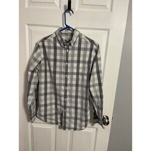 Merona Long Sleeve Gray Plaid Shirt Size S